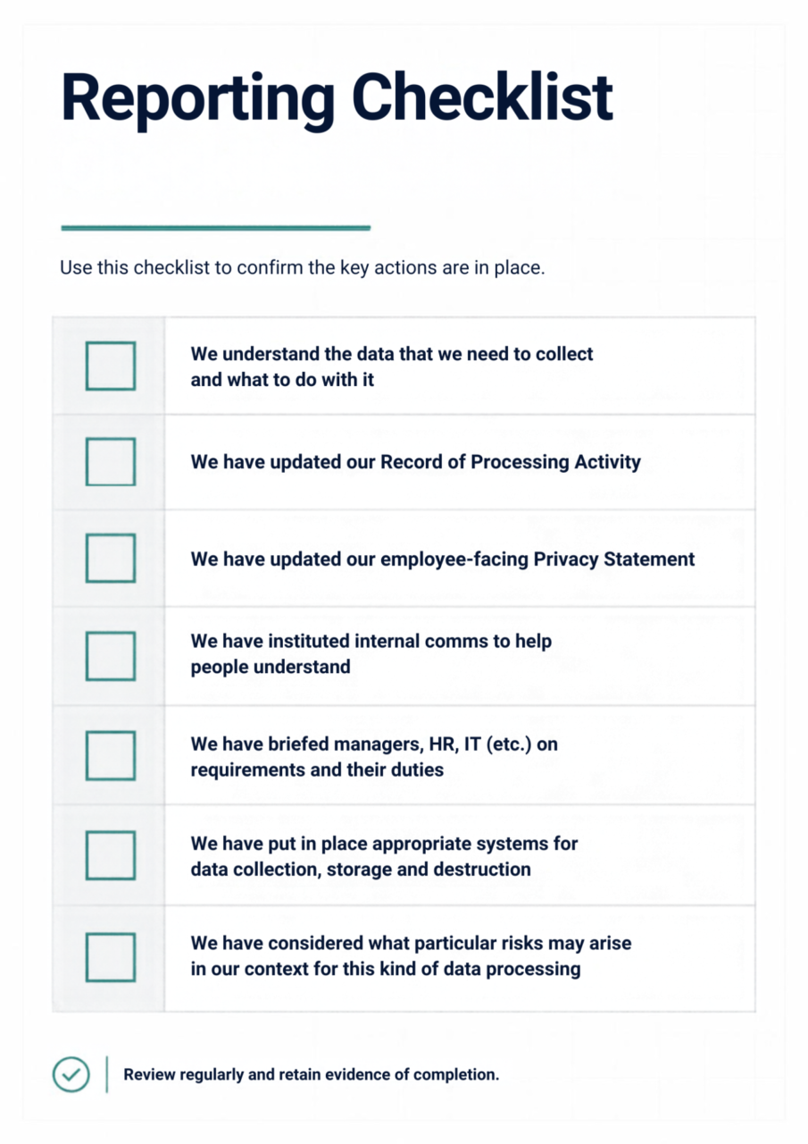 Statutory reporting GDPR compliance checklist