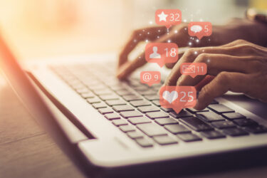 gdpr and marketing - laptop with social media icons